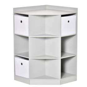 HOMCOM Children's Storage Organizer, Wooden Dresser Cabinet with Drawer and Bookshelf for Stylish Bedroom Decor,Gray