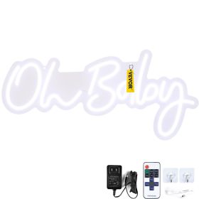 VEVOR Oh Baby Neon Sign for Wall Decor, with Remote Control and Dimmable Switch for Baby Shower decorations, Birthday Party, Wedding Decor