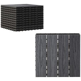 12x12 Interlocking Patio Tiles, 11PCS WPC Quick Interlocking, Resistant To Rot And Splintering, DIY, For Porch, Balcony, Grey (Color: grey)